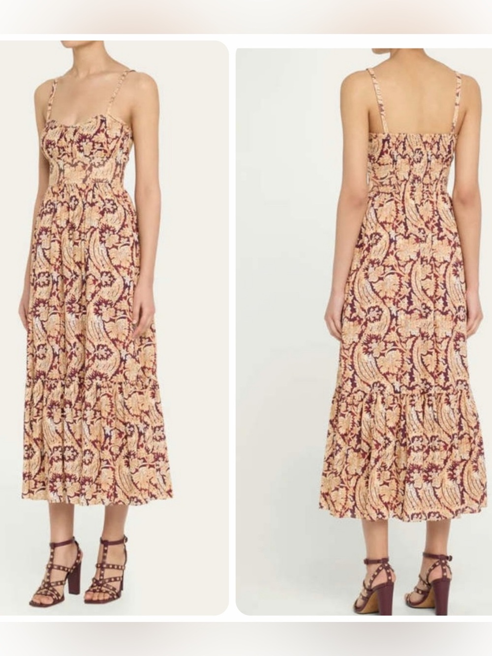 ULLA JOHNSON Nadine Sweetheart Cami Midi Dress Size 2 *